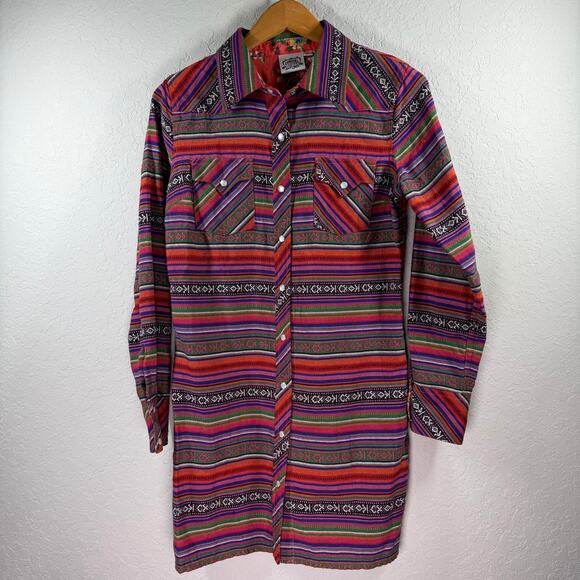 Cowgirl Justice Dresses & Skirts - Cowgirl Justice Women's Western Pink Striped Pearl Snap Front Dress Size S